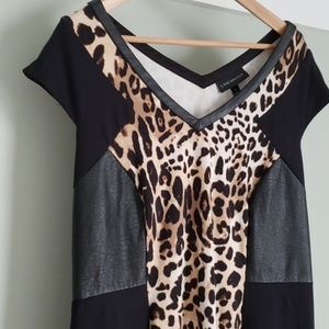 Lane Bryant Dresses - Leopard print dress with faux leather side panels Lane Bryant Dresses - Leopard print dress with faux leather side panels